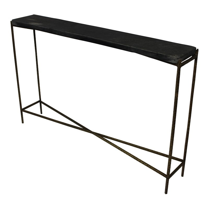 Modern Metal Stone Kirby Console Table, 10 Inch Wide Console Table