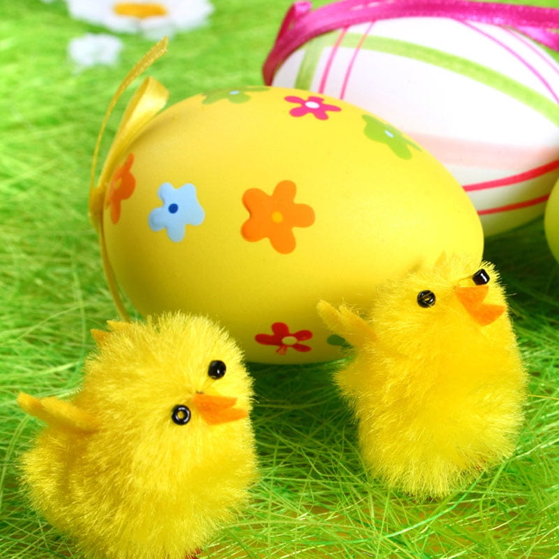 36Pcs/Set Easter Colorful Chicken Toys MIni Chenille Chick Festival House Decor 