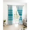 thumbnail image 4 of Fsddascl Turquoise Ombre Stripe Blackout Curtains for Bedroom/Living Room, Thermal Insulated Kitchen Curtains, Farmhouse Striped Gradient Grommet Darkening Window Treatment Drapes 52"x72"x2, 4 of 8