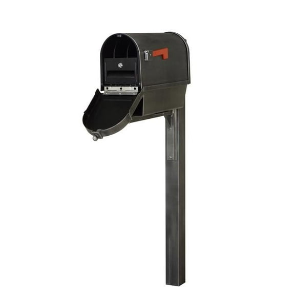 SCB2015-SPK720-SW-LB998 Berkshire Curbside Mailbox with Newspaper Tube, Locking Insert & Wellington Mailbox Post
