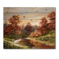 thumbnail image 3 of Designart 'The Wood River On A Decline In An Orange Autum Summer' Lake House Print on Natural Pine Wood, 3 of 5