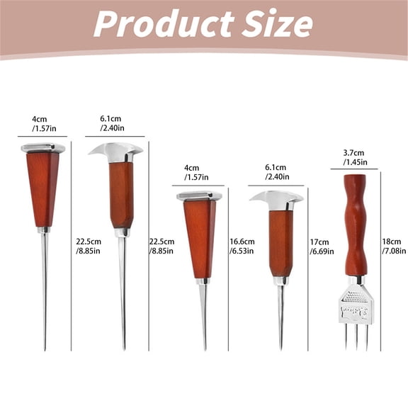 Haful Cutter Ice Pick Set of 1 Three Pronged Ice Pick Stainless Ice Pick with Wood Handle Carving Bartender Tool (7.2Inch 1Pcs), Ice Knife