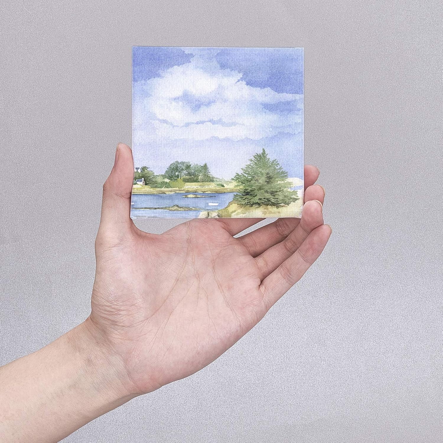 Mini Canvas Paint Set Supplies 12 Pcs Mini Canvas with Easel and 6 Pcs Art Brushes Pen for Painting Craft Drawing 10.5x11.5x1.6cm DIY Making