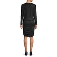 thumbnail image 3 of VINCE CAMUTO Womens Black Long Sleeve Above The Knee Faux Wrap Cocktail Dress S, 3 of 3