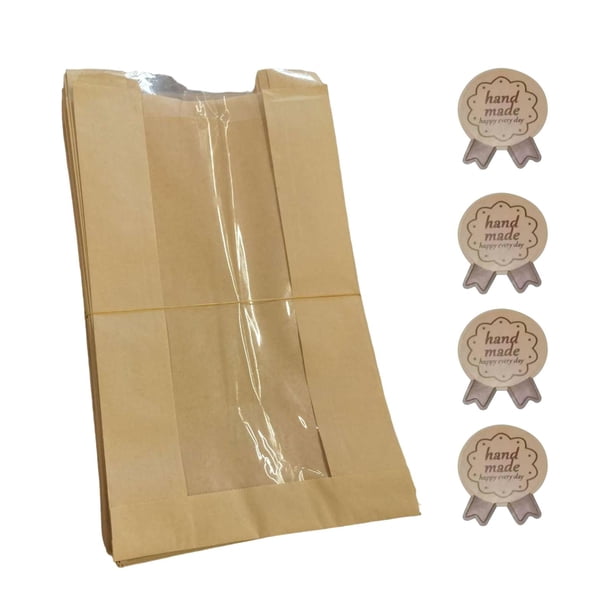 Bolsas De Papel Con Ventana Transparente, Ideales Para Comida, Dulces, Pasteles O Tarjetas