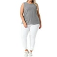 thumbnail image 2 of Agnes Orinda Women's Plus Size Ribbed Tank Tops Crew Neck Sleeveless Stretch Camisole Summer Casual Basic Tanks Shirt 2025 3X Gray, 2 of 5