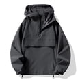 thumbnail image 3 of Daiosportswear Men's Lightweight Quarter Zip Pullover Casual Windbreaker Sweatshirt Hoodies for Running Golf Jackets with Pockets Gray S, 3 of 5