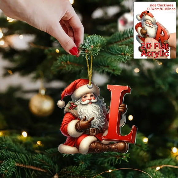 Adorno navideño plano con letras 2D | Decoración personalizada para árbol de Navidad | Material duradero para varias estaciones | Cordón fácil de colgar para coche y árbol de Navidad | Regalo