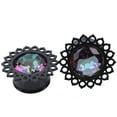 thumbnail image 3 of 1 Par de Tapones para Los Oídos de Flores, de Carne de Cristal, Calibre de Ensanchador de material acero Negro Tribal 16 mm, 3 of 9
