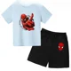 thumbnail image 4 of Conjunto de camiseta y pantalones cortos para niño y niña, de Marvel Avengers, Spider Man, Iron Man, divertido conjunto de 2 piezas de manga corta de verano para bebé y niño, 4 of 5