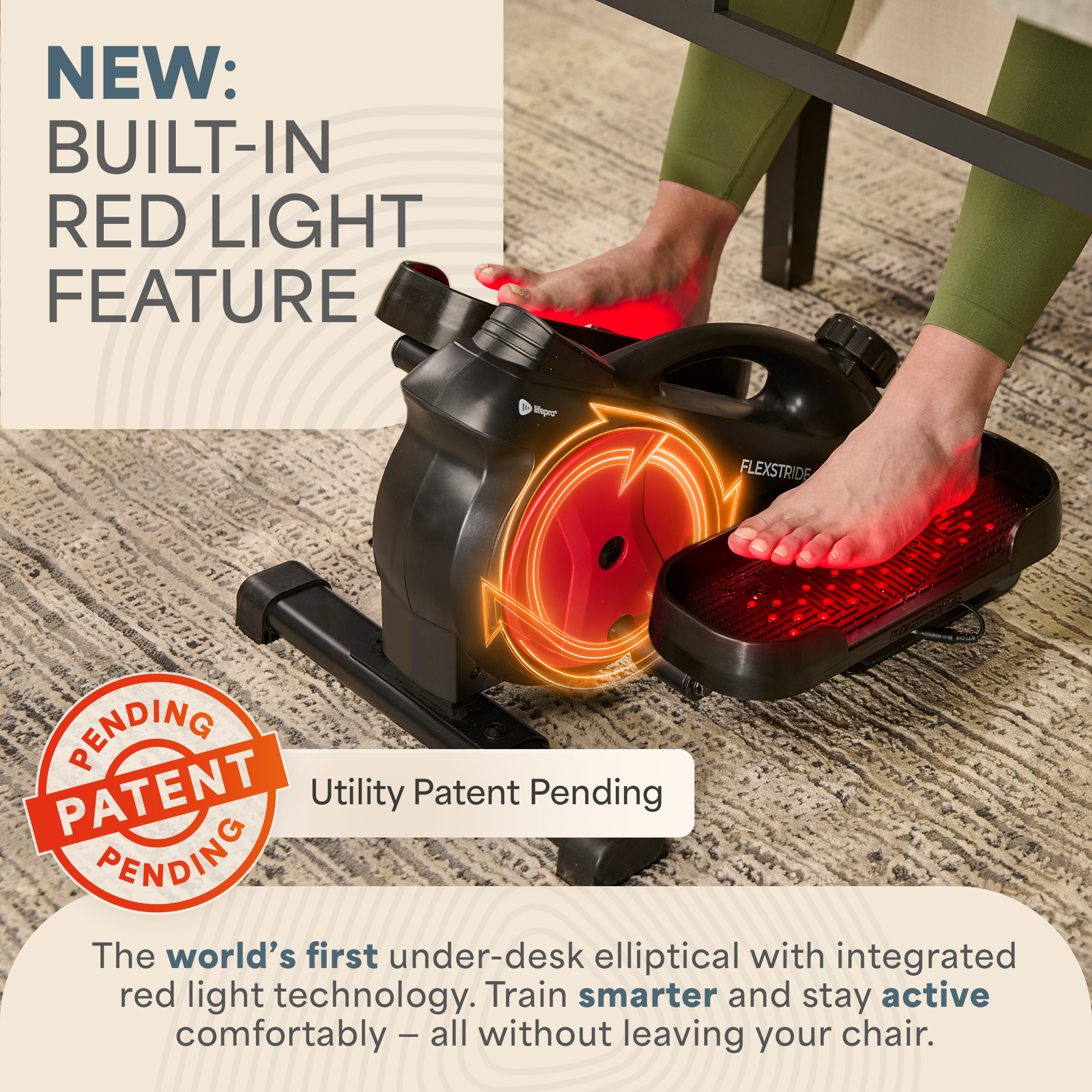 Lifepro FlexStride Under Desk Elliptical with Red Light Therapy photo 2