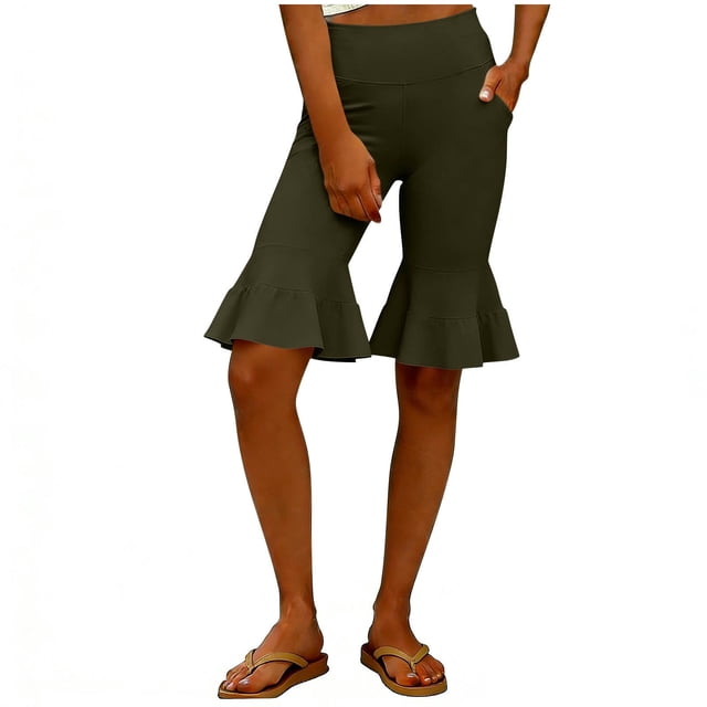 Pantalones de Mujer Traje Versátil Color Sólido Cinco Paneles Flare Yoga Pantalones Deportivos Casuales