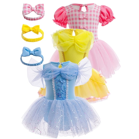 QEFJNO 3M-18M Baby Girls Princess Bodysuit Dress Infant Halloween Christmas Birthday Romper Tulle Dresses with Headband
