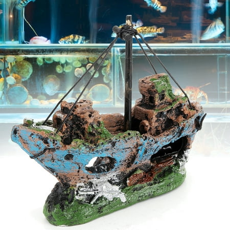 Navy Fish - Aquarium Destroyer Navy War Boat Ship Wreck Fish Tank Cave Decoration Ornament 5.51