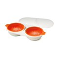 thumbnail image 1 of Cazador furtivo de huevos para microondas, cocedor de huevos de doble taza, cesta de drenaje extraíble, cocedor de huevos para huevos cocidos en microondas(naranja), 1 of 5