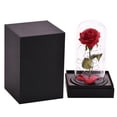 thumbnail image 1 of Cúpula Base De Madera De Rosa Roja Cadena De Luces Led Tela Oxford Flor Artificial Cúpula Decoración De Rosas Vogacara HA020790-00, 1 of 6