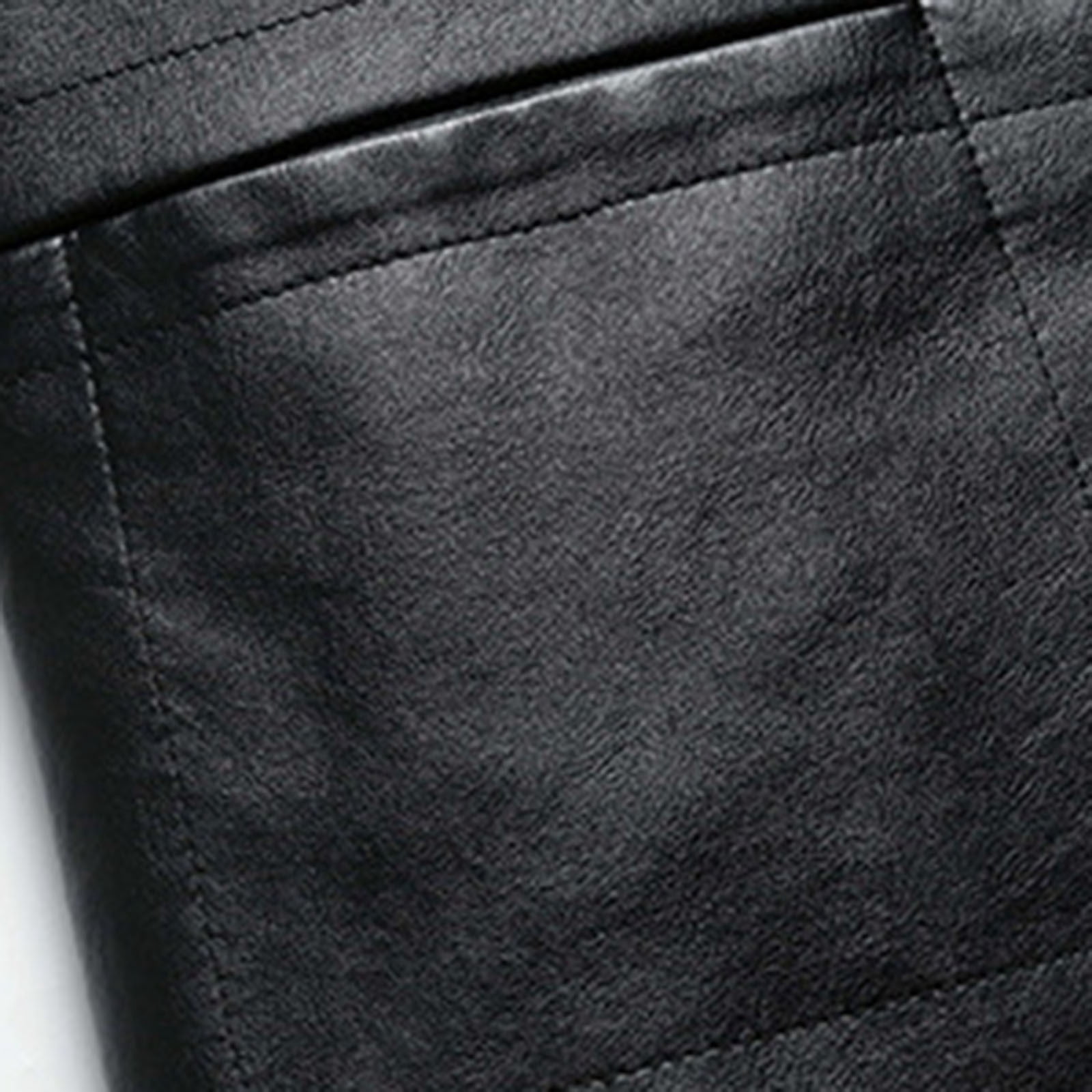 COSFO Winter Men Jacket Solid Faux Leather Button Down Jacket Business Loose Long Sleeve with Pockets Casual Mens Coats