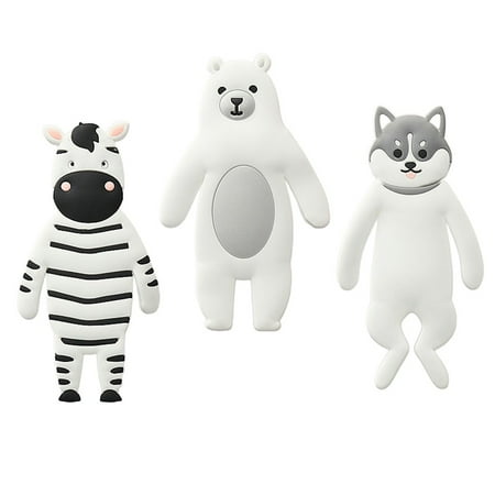 

BCLONG 3Pcs Creative Cute Bendable PVC Soft Adhesive Hook Cartoon Animal Hook