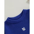 thumbnail image 6 of Liacowi Baby Girls Sweatshirts Rompers Flower Embroidery Crew Neck Long Sleeve Knit Onesies Infant Fall Jumpsuits Newborn Casual One Piece Bodysuits 0-24M, 6 of 8