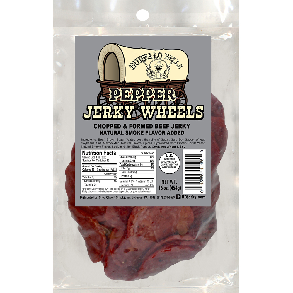 Buffalo Bills Pepper Beef Jerky Wheels (Circles) - Two 16oz Packs