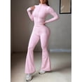 thumbnail image 6 of Women'S Y2K Athletic Yoga Pants Long Sleeve Jacket Two Piece Set Streetwear Casual Outfit Pink S, 6 of 9