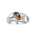 thumbnail image 1 of RYLOS Men's Rings Sterling Silver Ring - Timeless Pear Shape Cabochone Gemstone & Diamonds - Tear Drop Cabochon SMOKEY QUARTZ Rings For Men  Size 12, 1 of 6