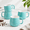 Turquoise, variant on 16oz Ceramic Coffee Mugs Set Of 4 - Stackable Latte Cups Wave Dishwasher & Oven Safe Ideal For Cappuccino Hot Chocolate Housewarmi