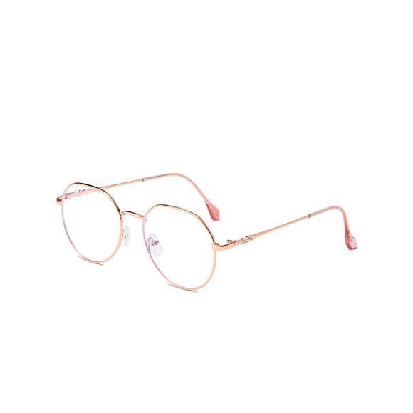 1 Pair Metal Frame AC Lens Women Eye Pair Metal Frame AC Glasses Decorative Stylish Replacement Girls Spectacles Eyeglasses Goggle Decor Rose Gold