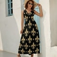 thumbnail image 5 of Gold & Black Fleur De Lis - Saints Fans Louisiana Dress Fashion Boho Beach Long Dresses Female Party Printed Maxi Dress, 5 of 9