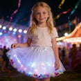 thumbnail image 2 of SGMVNU Tutu for Girls Sparkly Multi Layers Tulle Skirt Elastic Waist A Line Flowy Mini Dance Skirt for Holiday Party, White, Size 3-14 Years, 2 of 5