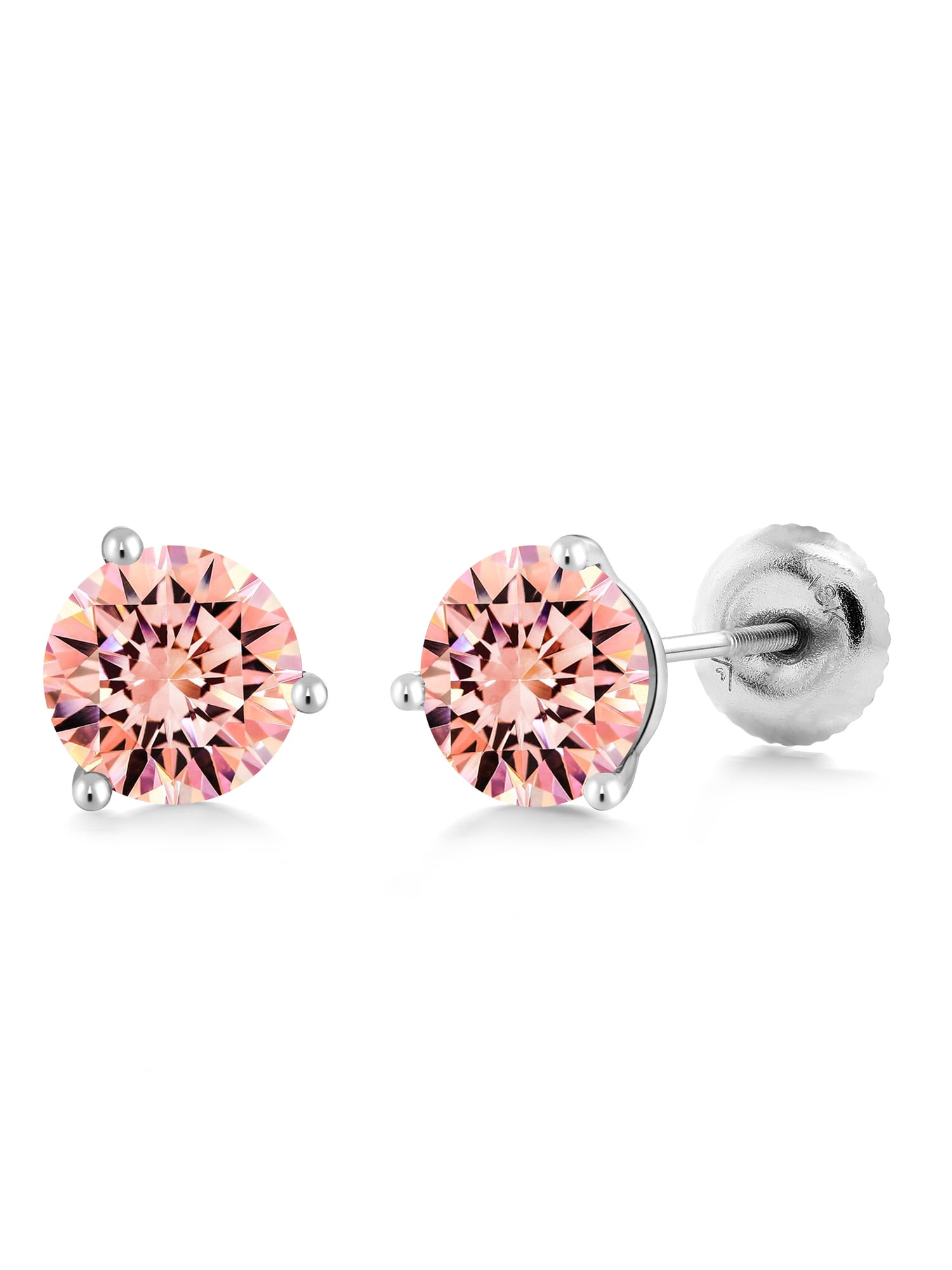 Gem Stone King 18K Yellow Gold Plated Silver Stud Earrings Made with Pink Swarovksi Zirconia