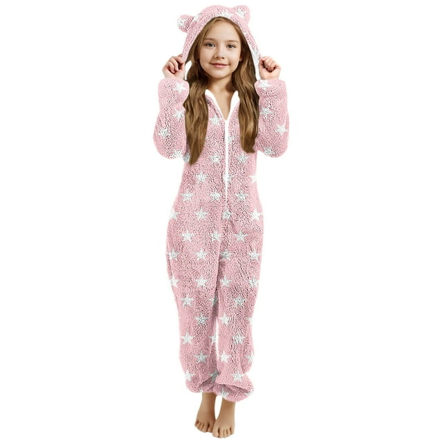 Pyjama pour Bébé Fille, Grenouillère d'Hiver Chaude à Manches à Capuche