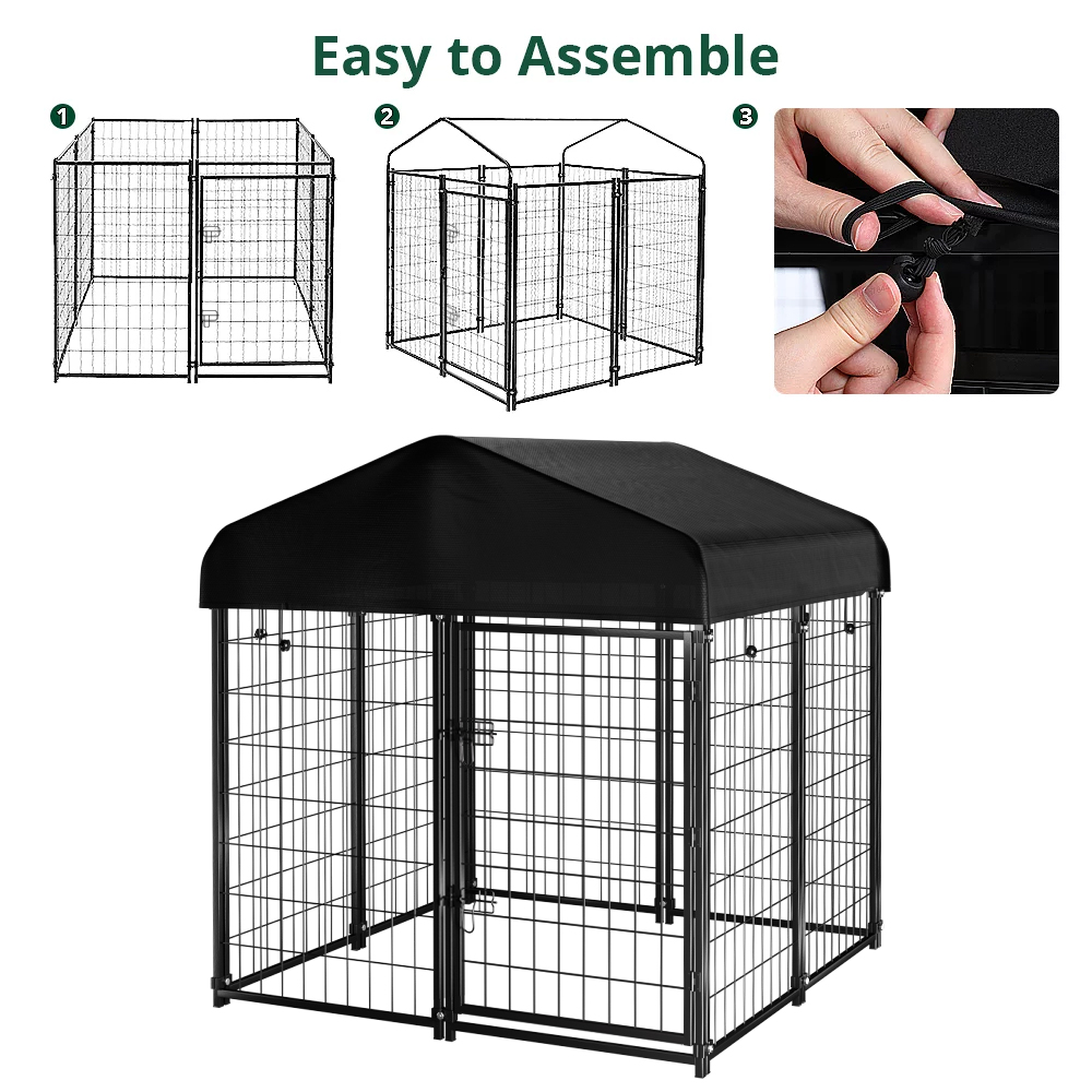 PawGiant Large Outdoor Dog Kennel, 4ft x 4.2ft x 4.5ft Fence with UV-Resistant Oxford Cloth Roof & Secure - image 3 of 10
