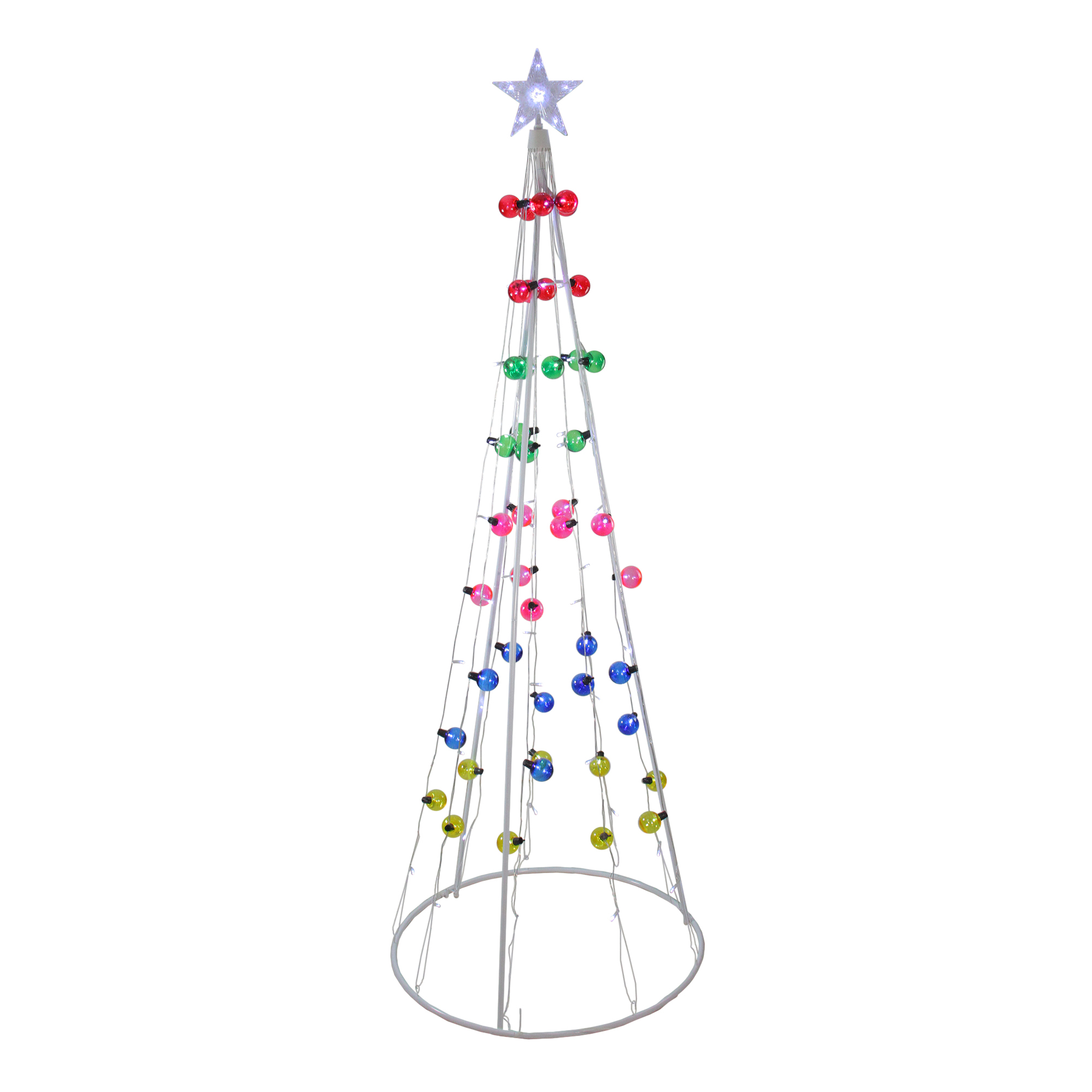 6 Pre Lit Decorated Lightstring Cone Christmas Tree Yard Art Clear Lights Walmart Com Walmart Com