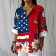 thumbnail image 3 of Womens Patriotic Linen Shirts Long Sleeve Button Down Floral Shirt Tops Loose Holiday July 6th Outfits Wine, S, 3 of 6