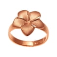 thumbnail image 3 of 14k solid pink rose gold Hawaiian 14mm single plumeria flower ring size 5 to 12, 3 of 4