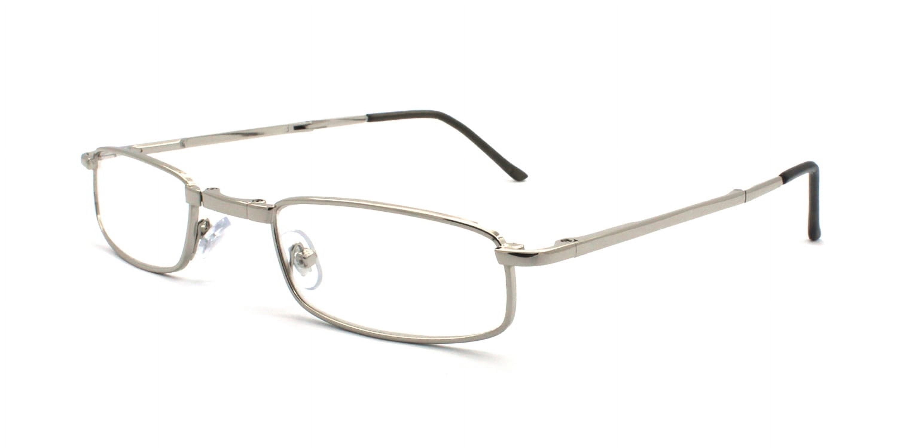 EYE ZOOM 5 Pairs Compact Rectangular Metal Folding Reading Glasses with Case, Silver, +1.25 Strength