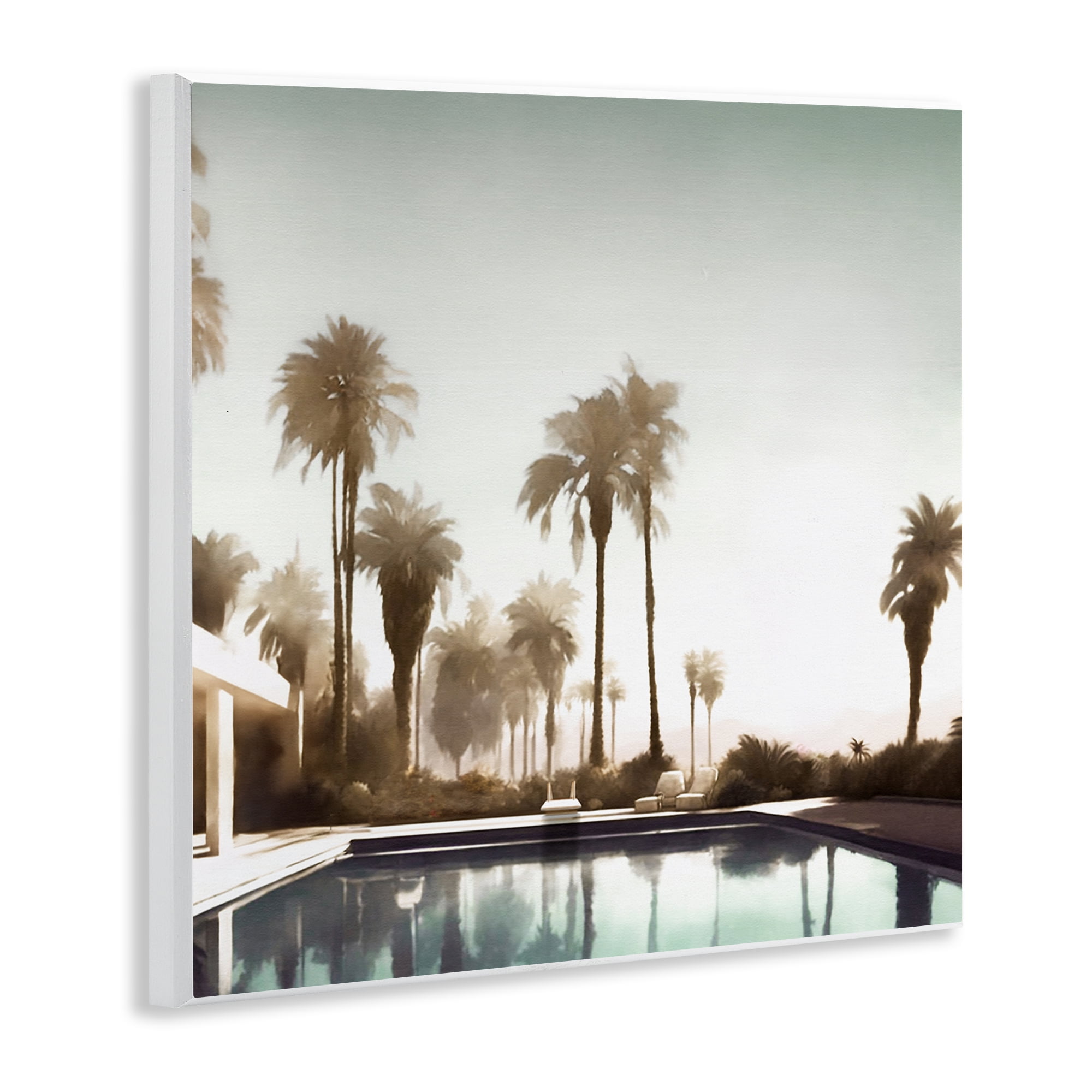 Stupell Industries Dreamy Pool & Palm Trees Abstract Painting Unframed Art Print Wall Art, 12 x 12