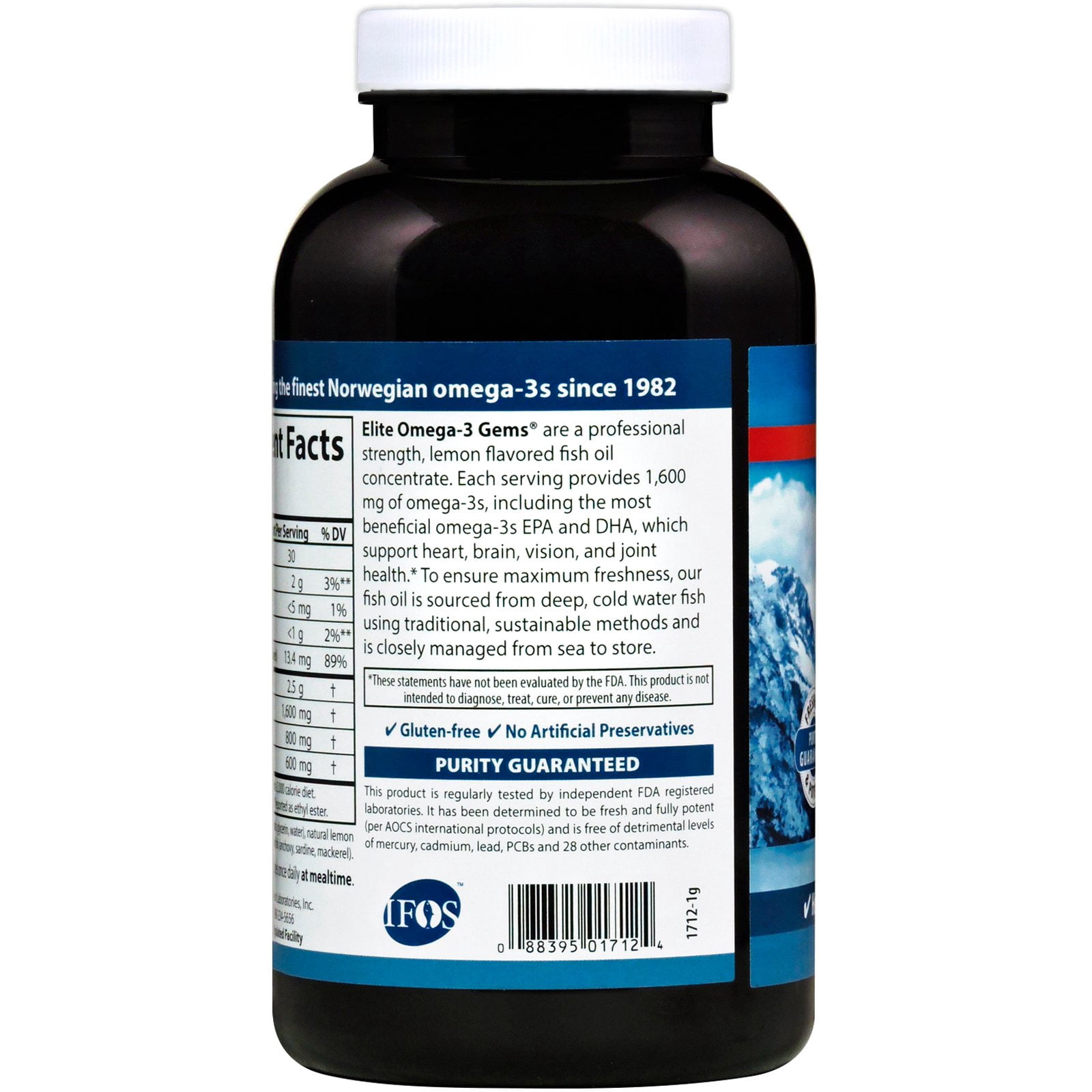 Carlson Elite Omega-3 Gems- Natural Lemon 800 mg, 180 Soft Gels