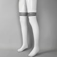 thumbnail image 3 of Doomiva 1 Pair Men Over Knee Thigh Socks Sport Long Tube Socks Cotton Socks Casual High Stockings White&Black Stripe One Size, 3 of 6
