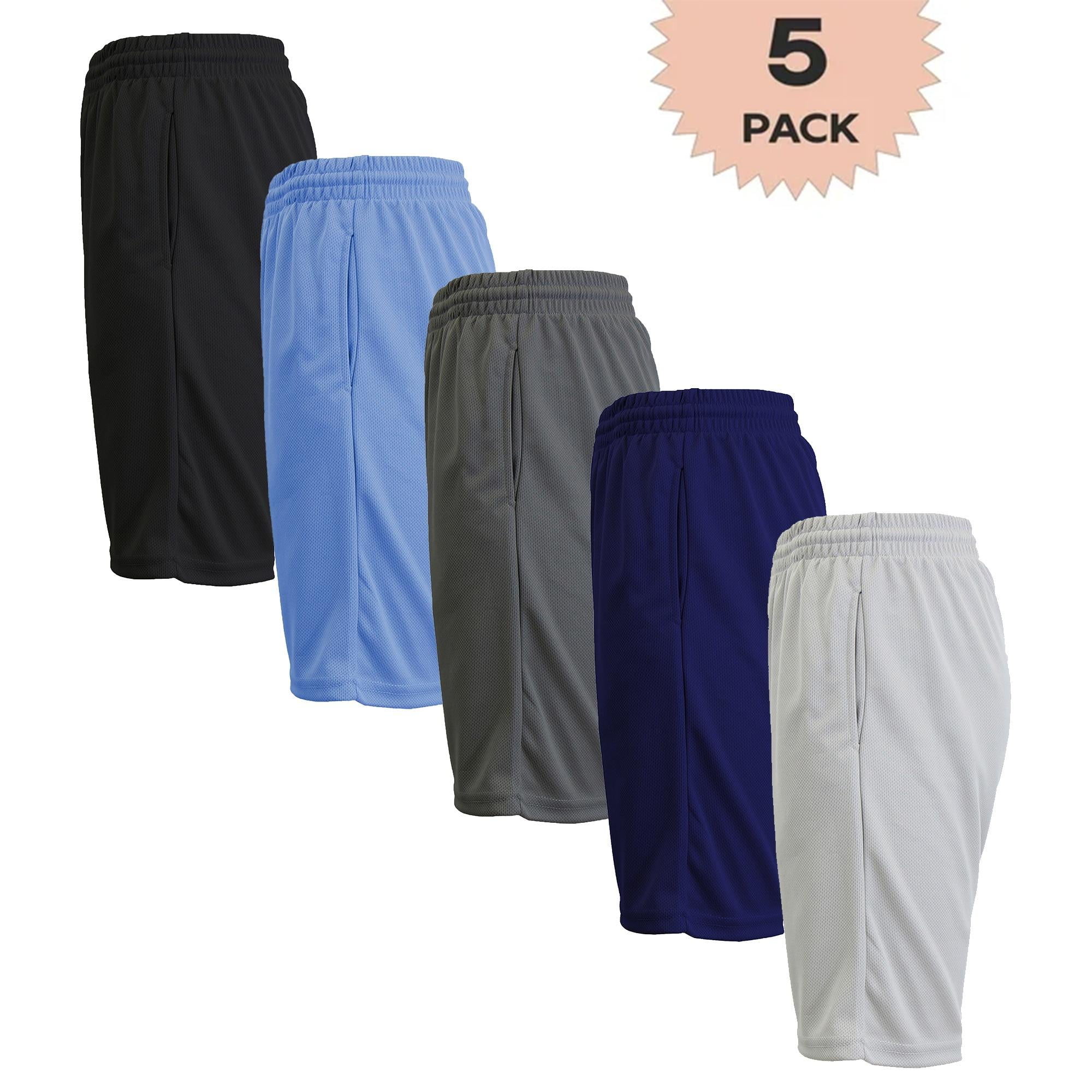 Men's 5-Pack Lightweight Breathable Moisture Wicking Mesh Shorts