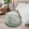 thumbnail image 5 of ZENELESS Fluffy Oval Area Rug, 2.6 x 5.3ft Extra Soft Shaggy Carpet for Kids Bedroom Nursery Bedside Mat, Tie-Dye Gray, 5 of 8