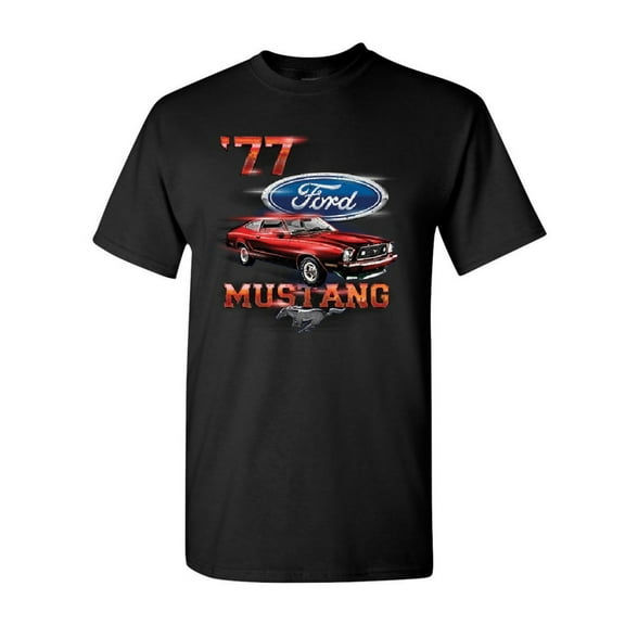 Tee Hunt Ford Mustang '77 T-Shirt American Classic Muscle Car Mens Shirt