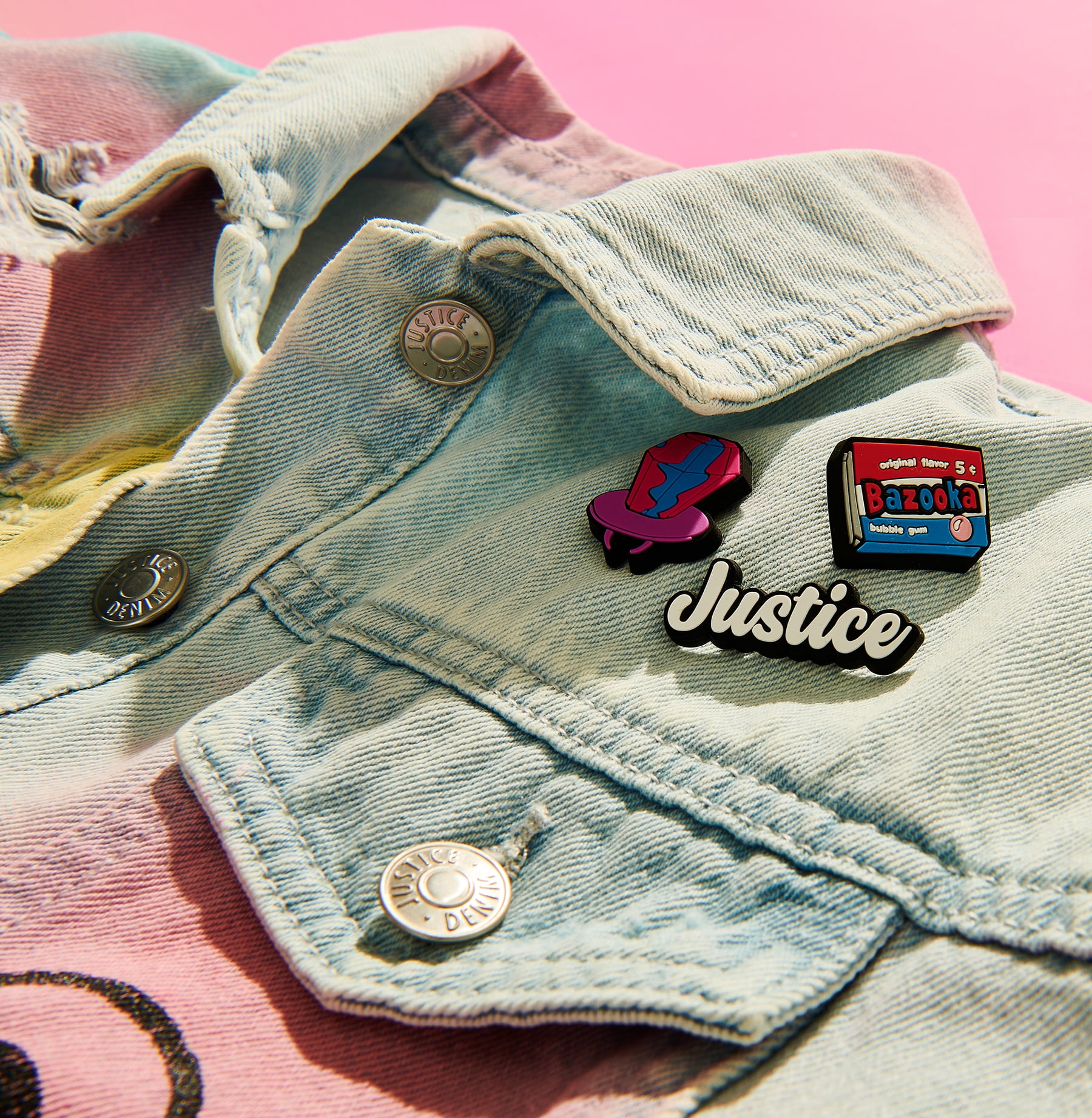 Justice Girls Ring Pop Bazooka Collab Denim Jacket, Sizes XS-XLP