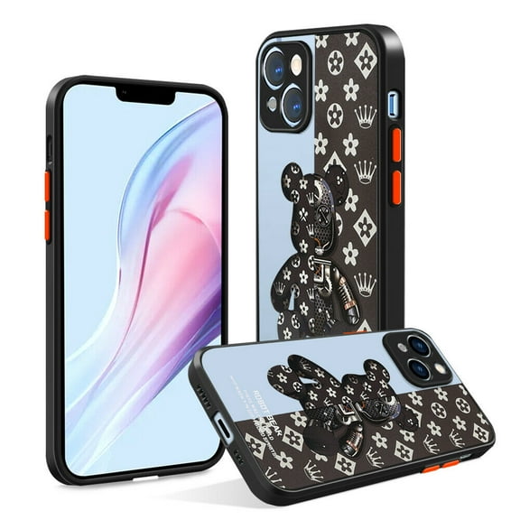 SOATUTO For iPhone 13 6.1" Case Cool Bear Shockproof Protection Case Soft Silicone TPU Bumper Pattern Back Luxury Slim Phone Case For Apple iPhone 13 6.1 inch - Black