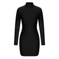 thumbnail image 4 of Blczomt Party Womens Dresses Black Mini Plain Long Sleeve Bodycon Mock Neck Dressy Formal Dress, 4 of 9