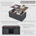 thumbnail image 4 of Librala 48" Lift Top Coffee Table, Farmhouse Cocktai with Sliding Groove Barn Door, Rustic Wood Center Table w/Double Storage Spaces for Living Room, Dark Grey, 4 of 7