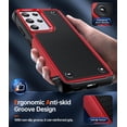 thumbnail image 3 of for Samsung S21 Ultra Case 5G, Galaxy S21 Ultra Phone Case, Shockproof Heavy Duty Dual Layer Protective Hard PC Textured Back & Soft Bumper Case for Samsung S21 Ultra G998U, Red, 3 of 14