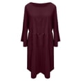 thumbnail image 3 of Jsaierl Linen Dresses for Women Short Sleeve Summer Plus Size Midi Dress Tunic Solid Color Crew Neck Dress Comfortable Soft Dresses 2024, 3 of 5