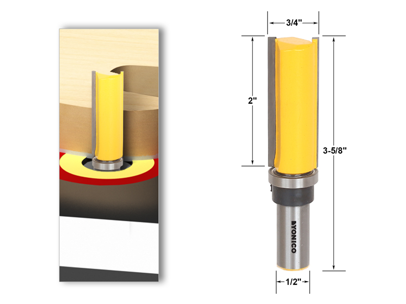 Pattern/Flush Trim Router Bit 3/4"W X 2"H 1/2" Shank Yonico 14132